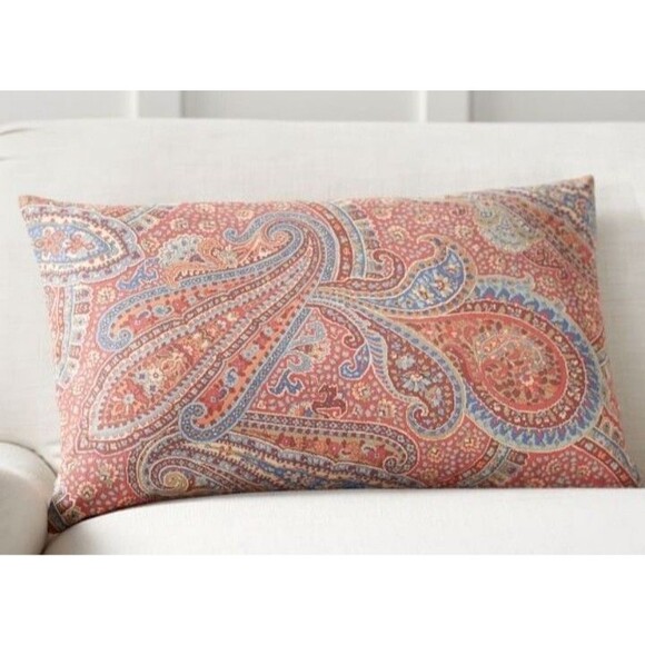 Pottery Barn Gayle Paisley Red Fall Pillow Cover Lumbar Persian  16" X 26" - Picture 1 of 8